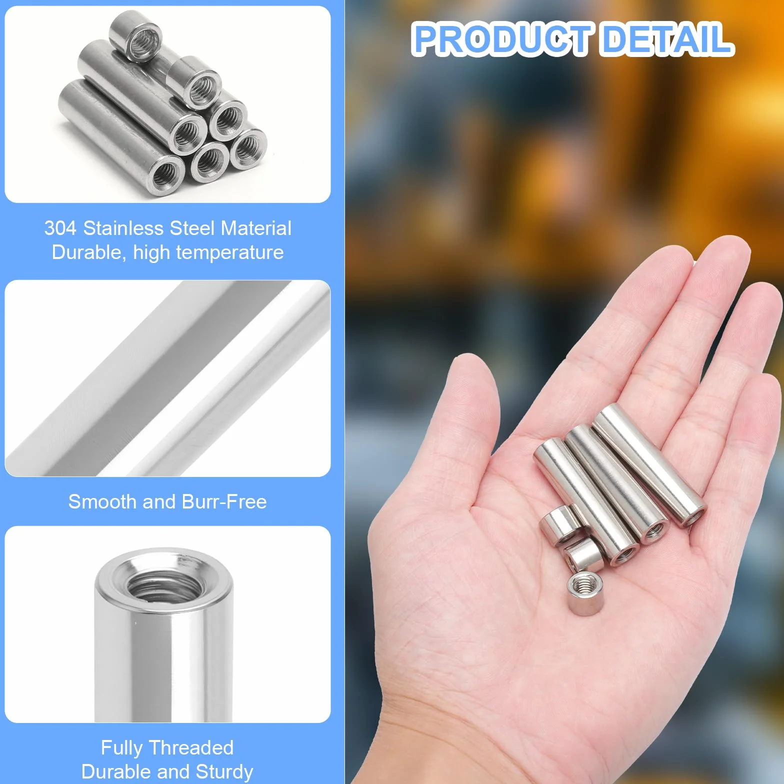 15 pezzi Set di Dadi Cilindrici Filettati M6, Distanziatori in Acciaio Inox 304 10x40mm & 10x8mm Raccordi per Viti Distanziatori per Parete Dado Prolunga per Fissaggi Industriali e Domestici