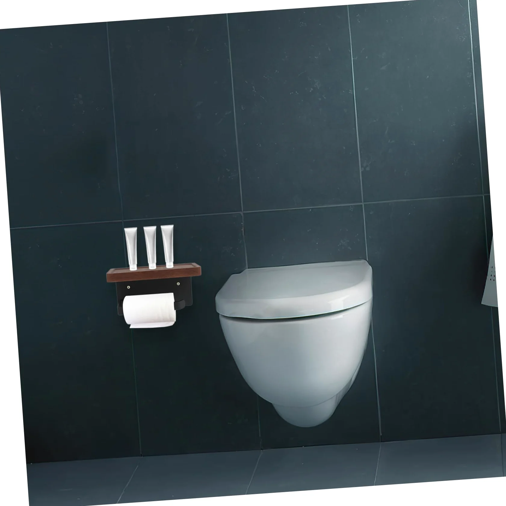 Igienica Mensola Inossidabile o Legno Porta Carta Acciaio Parete da Supporto con Integrata Funzionale Oggetti per Bagno e Toilette Casa Hotel per Pezzi eggetti Piccoli