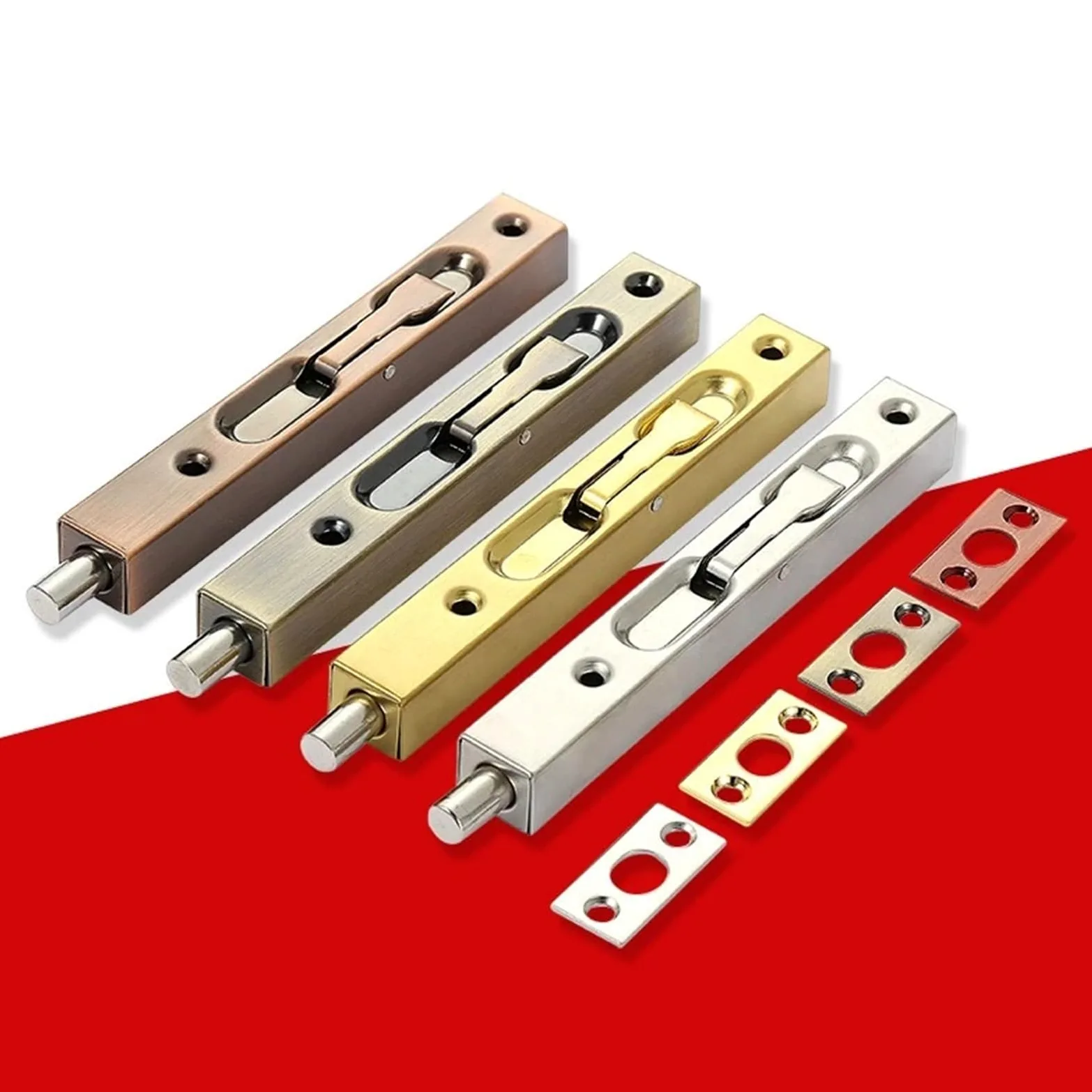 4 chiavistelli a scomparsa per porta in acciaio inox, chiavistello di sicurezza per porta a scomparsa, 10/15/20/25,4 cm, per bagno e bagno (argento, 25,4 cm)