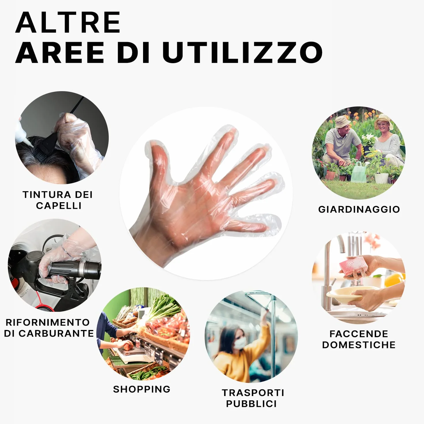 ARNOMED Guanti monouso PE 100 pezzi usa e getta per alimenti trasparenti sottili