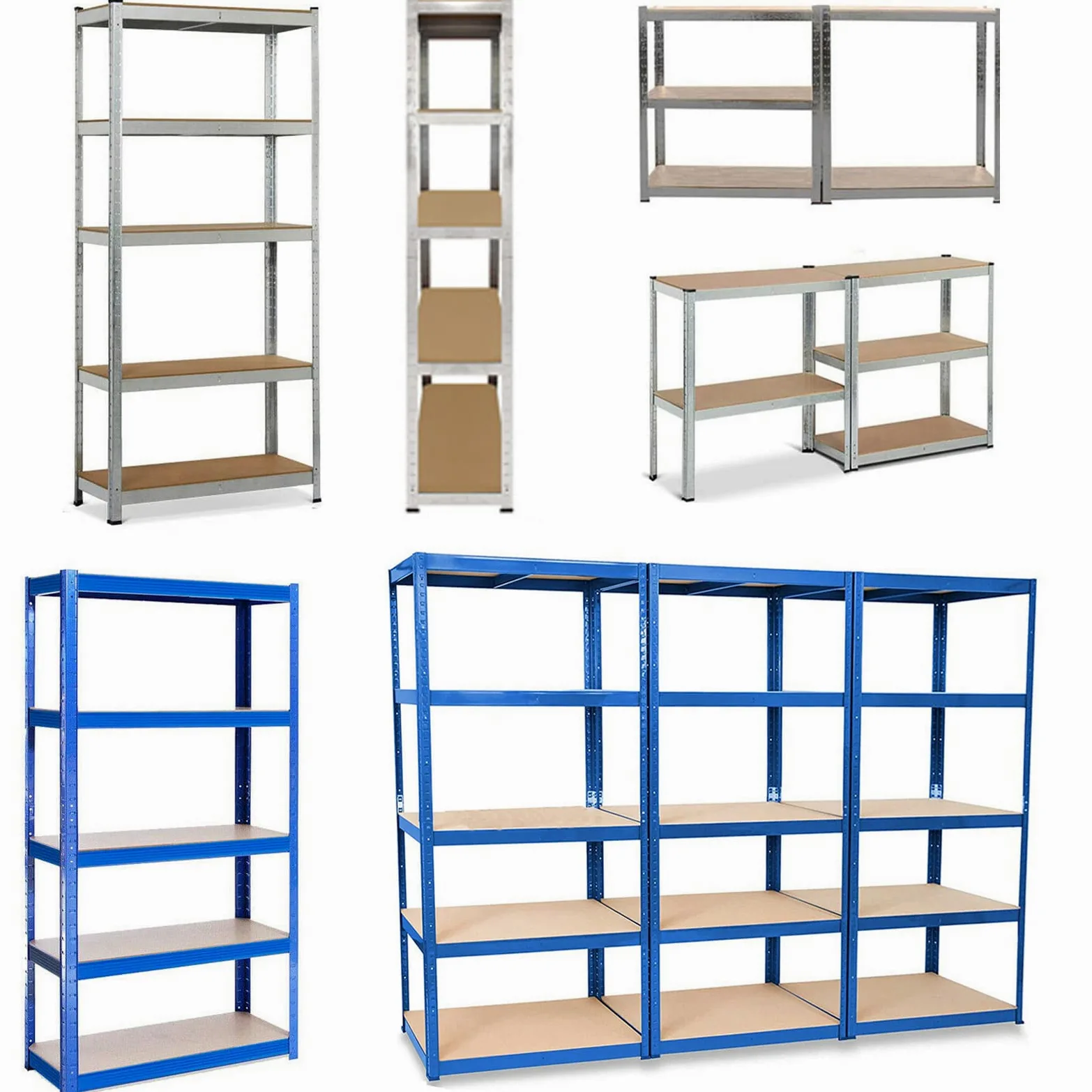 Scaffalatura 200 x 100 x 50 cm, scaffale per carichi pesanti con 5 ripiani in metallo, regolabile in metallo, facile da montare, portata fino a 875 kg, colore: blu