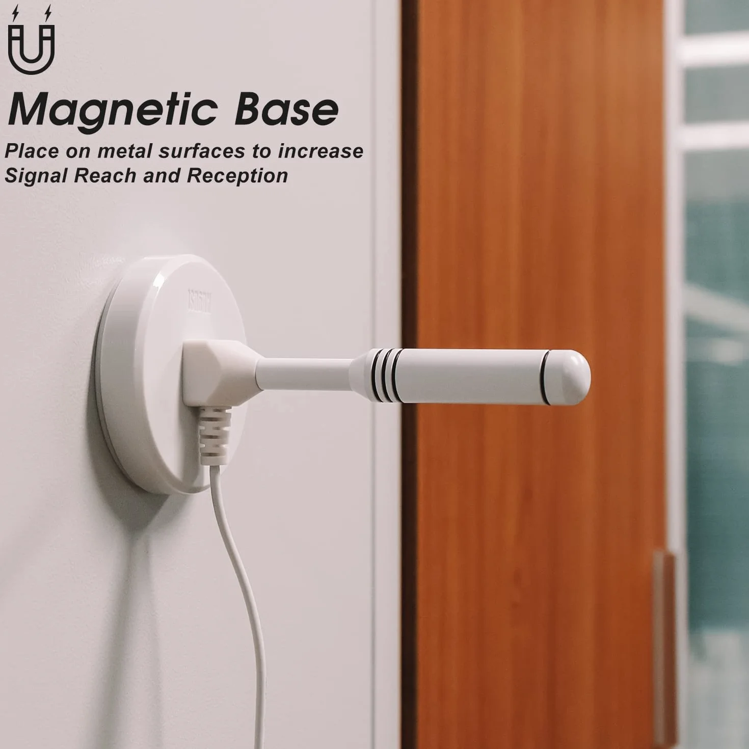 August DTA240 Antenna TV Interieur TNT HD potente Belgio, Digital e Digital UHD, Magnetica Magnetica, Piccola, Portatile, Discreta, UHF VHF per Soggiorno, Caravan Camping-Car, Cavo 2m - Bianco