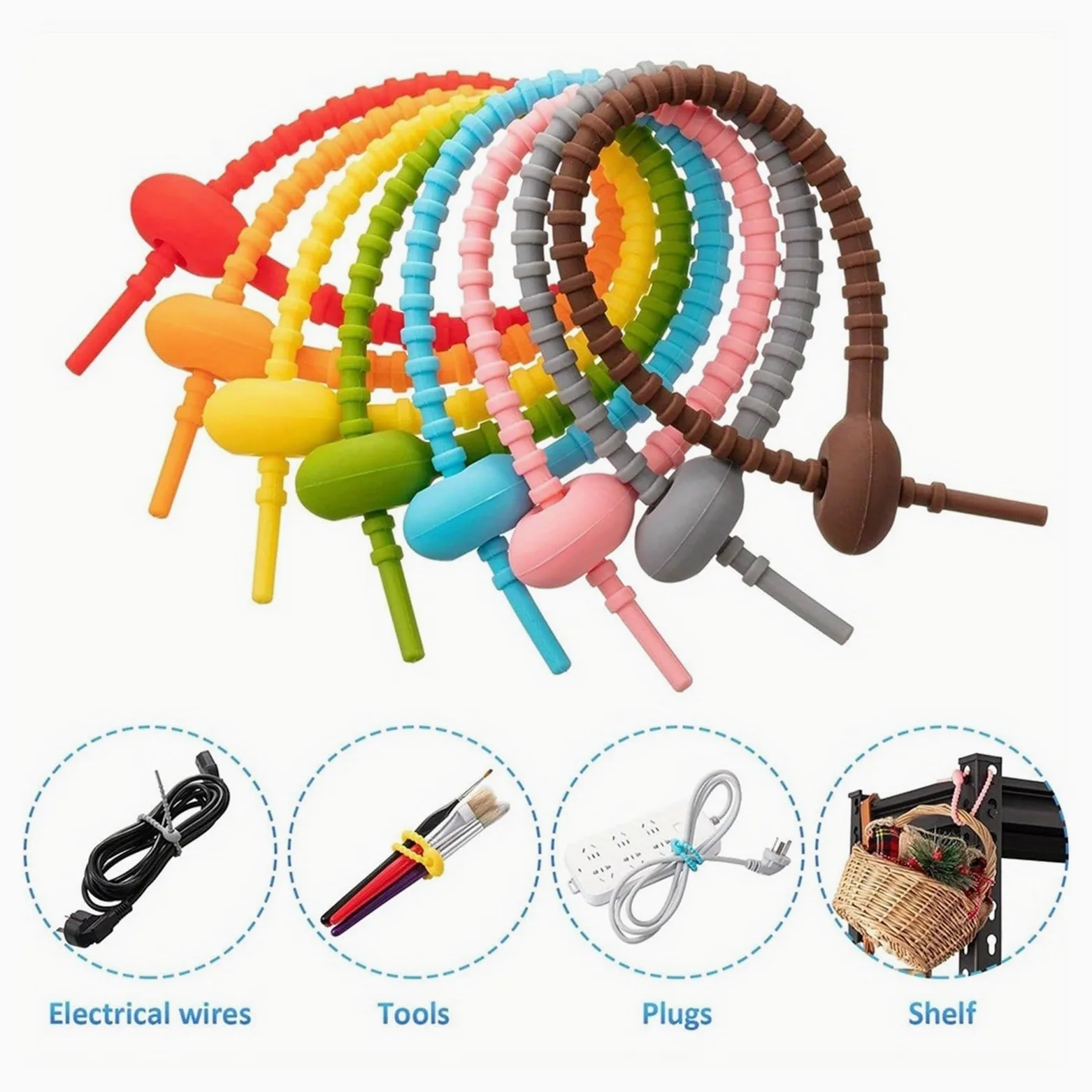 Fascette in silicone multicolori, Fascette in silicone Twist Snake, fascette in 12-21 cm 20-100 pezzi(12cm,100pcs)