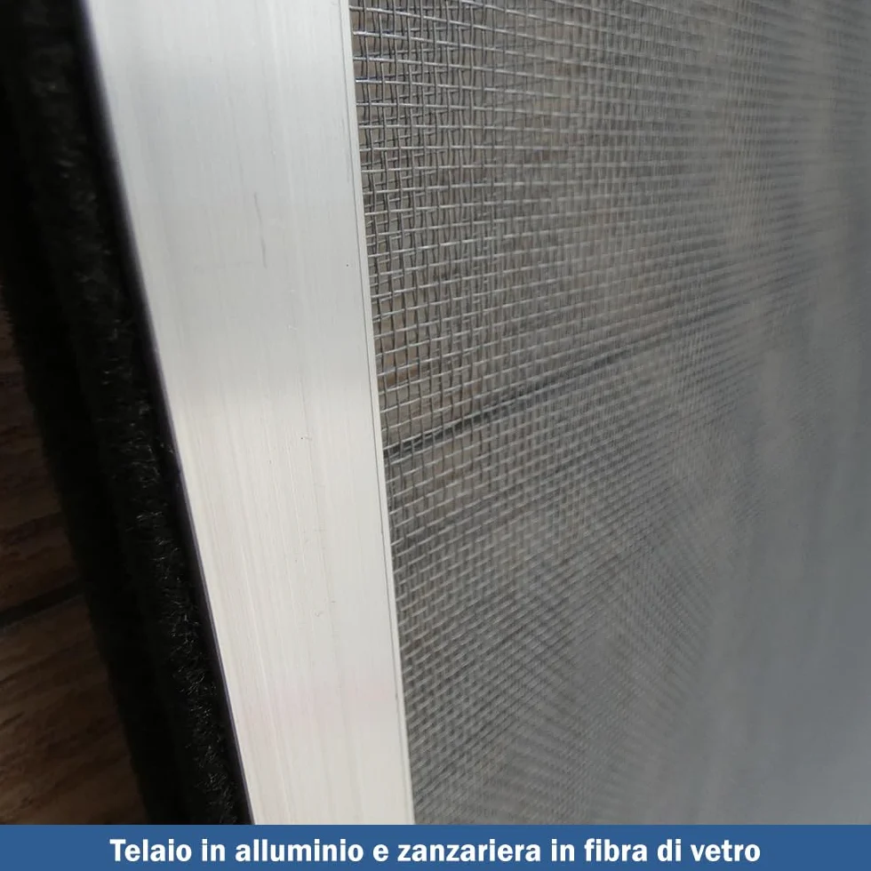 Zanzariera a Telaio Estensibile Unidirezionale Rete Fibra di Vetro Alluminio Anodizzato H75x100/192cm Grigio