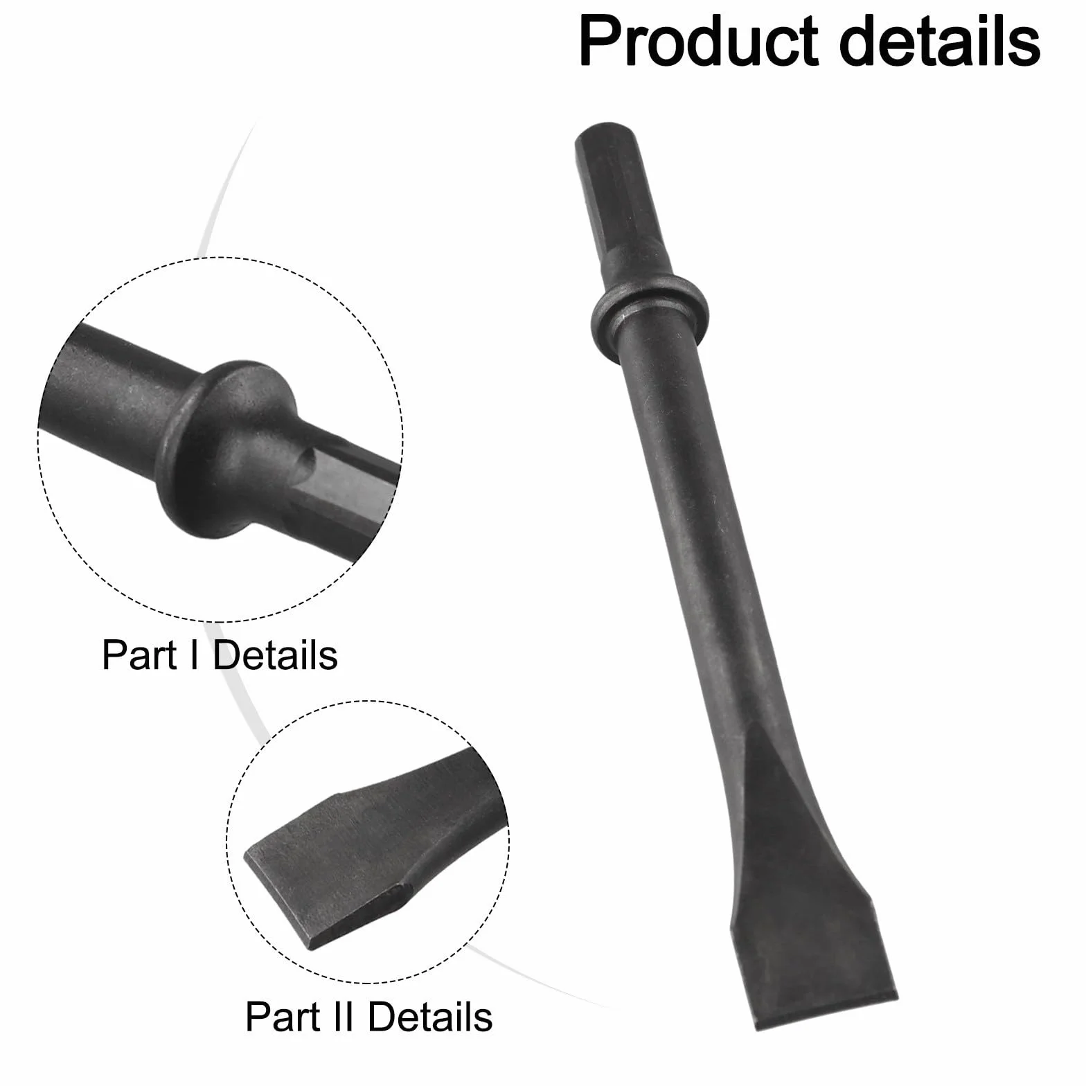 Scalpello per martello pneumatico 175 mm acciaio codolo esagonale rimozione piastrelle bulloni