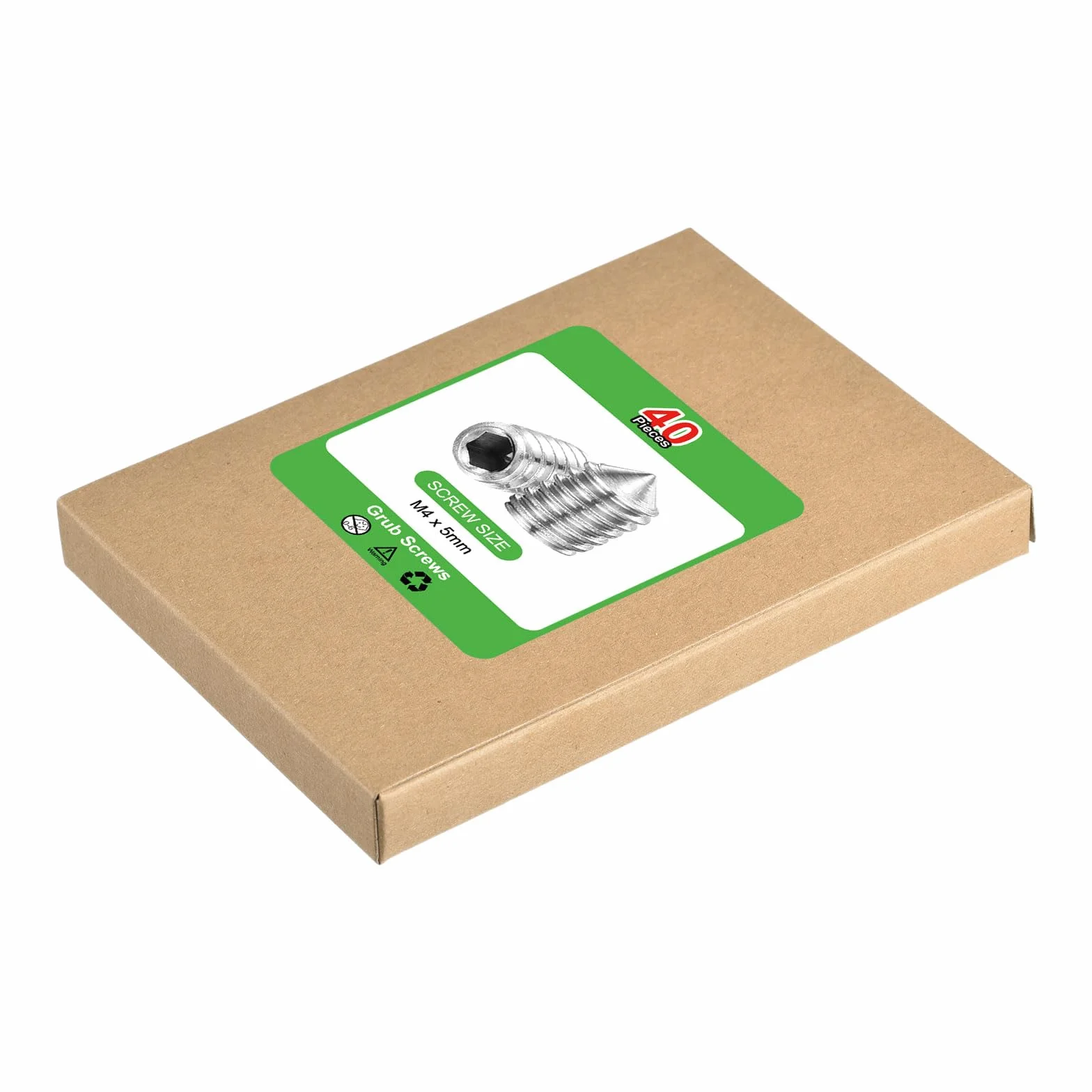 Set di 40 viti M4 x 5 mm in acciaio inossidabile 304 a punta conica esagonale