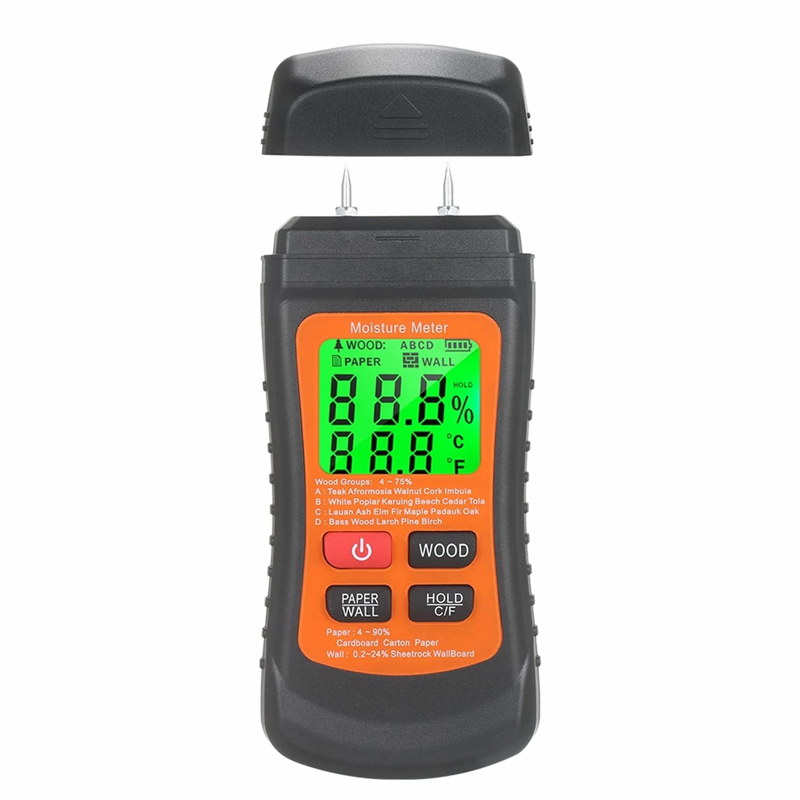 Damp Moisture Tester Detector di umidità con Parete in Legno 3 modalità misuratore Temperatura for Muro di Legno