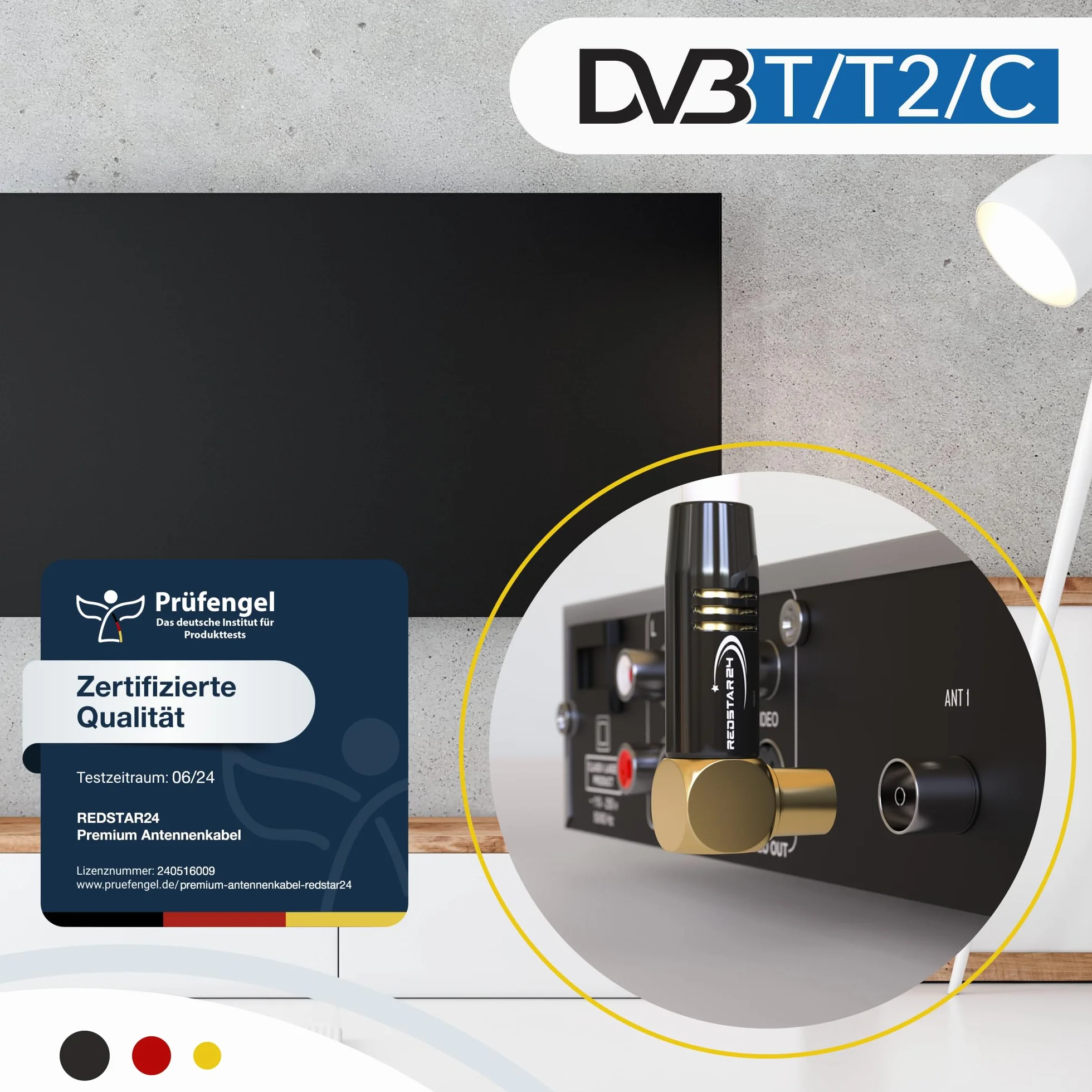 RedStar24 Cavo Antenna 5m Bianco - 90° Angolato Coassiale | Maschio a Femmina - Premium per TV via Cavo | Compatibile Con TV, Radio, DVB-T/T2, DVB-C, DAB