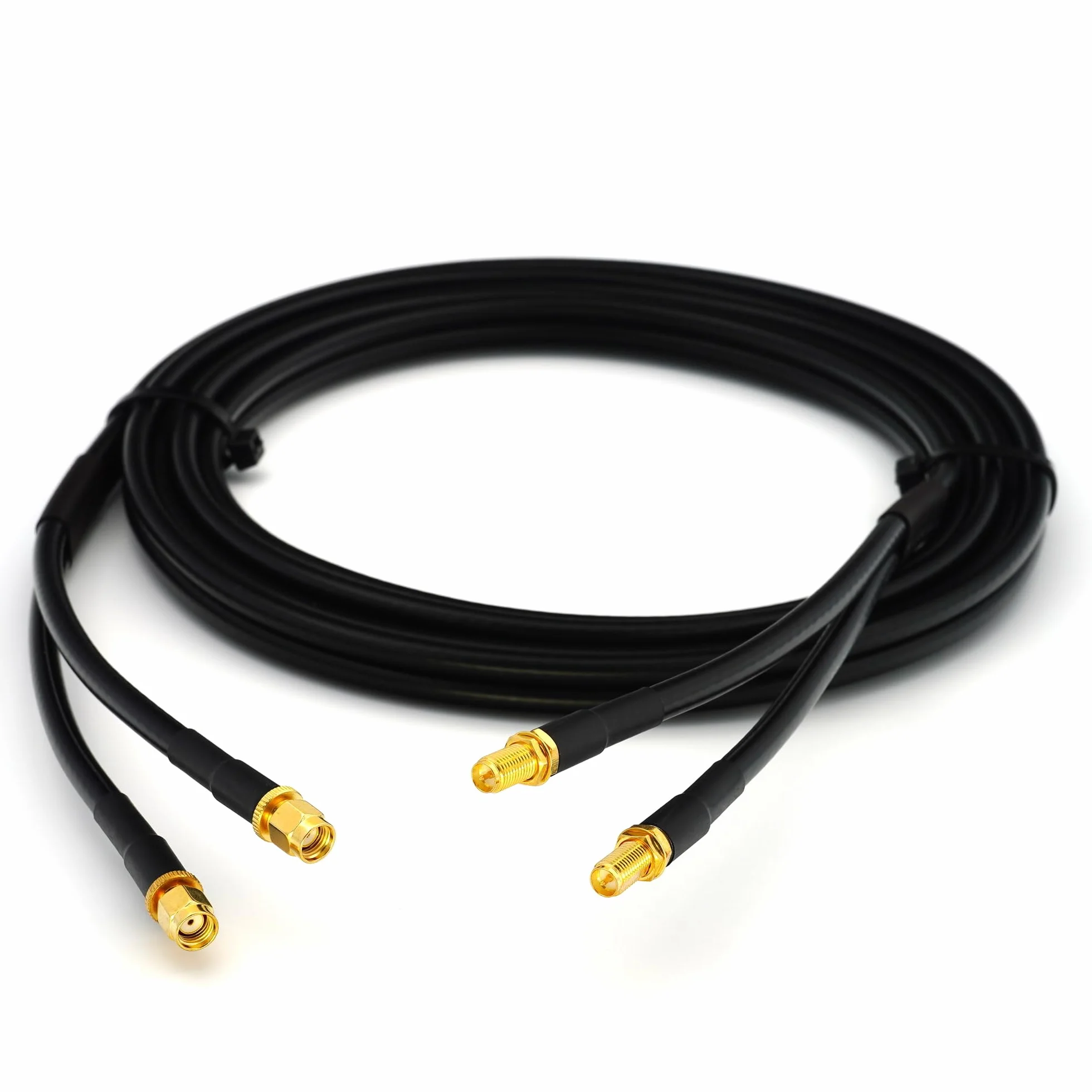 5m RP-SMA Maschio a Femmina Cavo Coassiale Doppio — RPSMA Cavo antenna esterno di prolunga 5 metri a bassa perdita Twin HF-240 (equivalente a LMR 240) — adattatore per Router Wireless Antenna WiFi