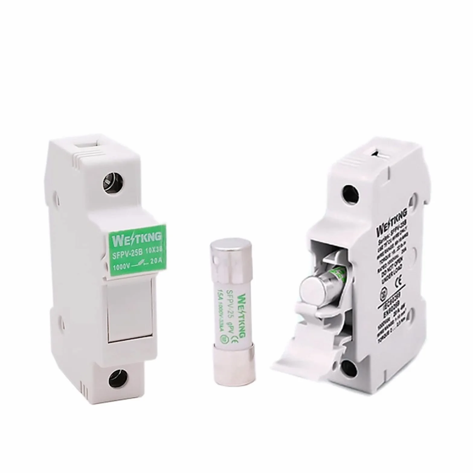 ERNZI 5 Set portafusibili solari fotovoltaici con 10 * 38 mm DC 1000 V 1 A 3 A 5 A 10 A 15 A 20 A 25 A 32 A