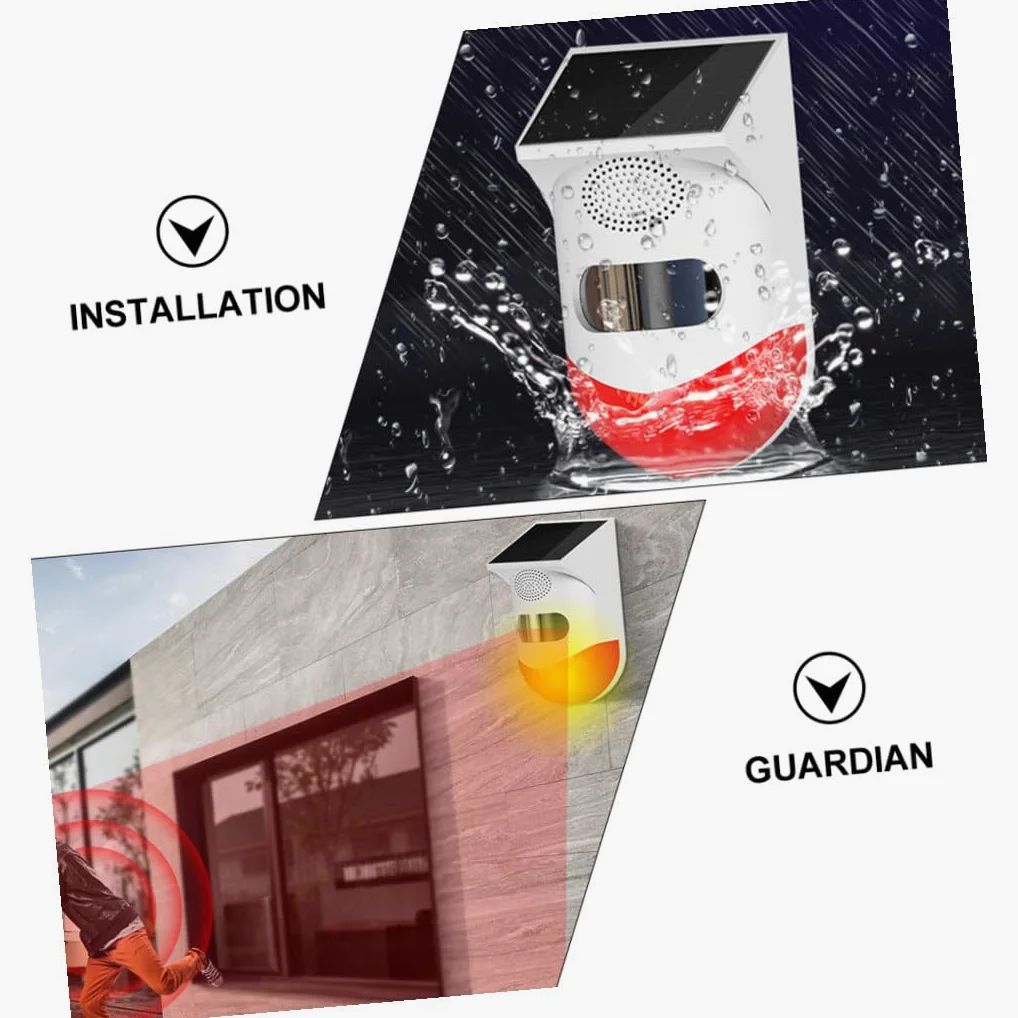 EXCEART Allarme Infrarossi Solare per Esterni Ip67 Sensore di Movimento, Ricarica Solare e Materiale Abs Resistente la Sicurezza Domestica