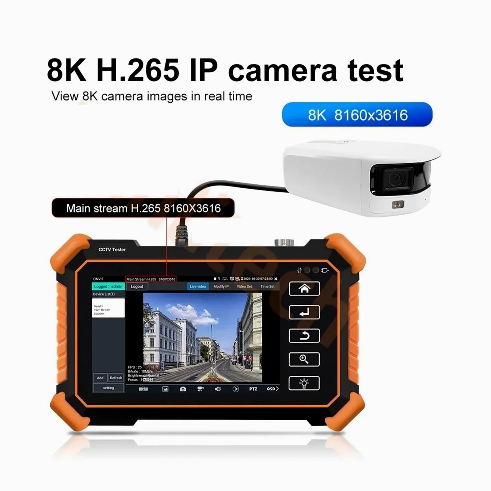 tester di rete, Tester Portatile For Telecamere IP CCTV 8K 8MP AHD CVI TVI Analogico For Cavi WIFI UTP - Perfetto For Installazioni(IPC-1900C Plus)