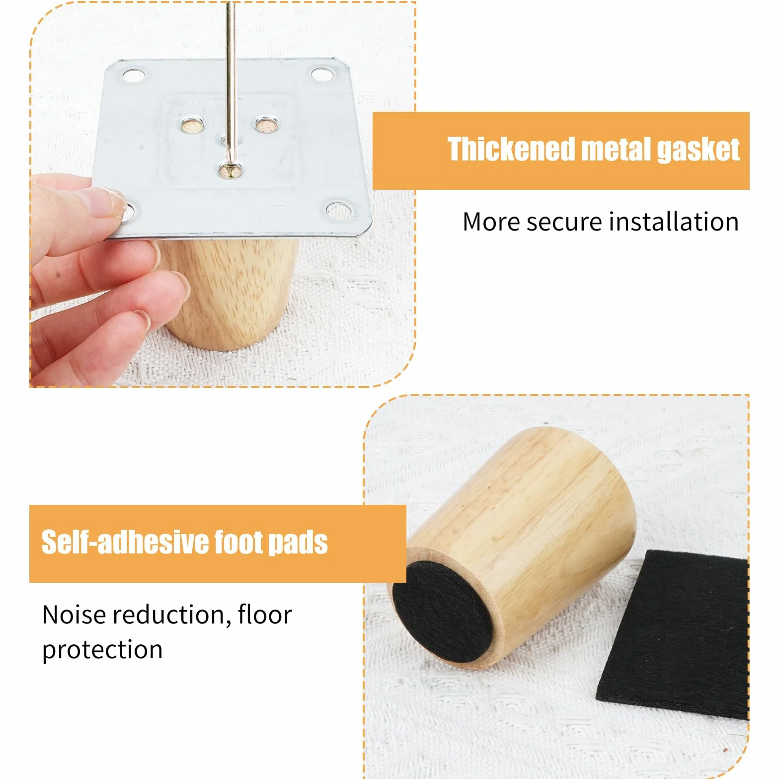 Gambe per Mobili in Legno Massello Rovere 15cm Coniche 4 Pezzi con Piastra di Montaggio