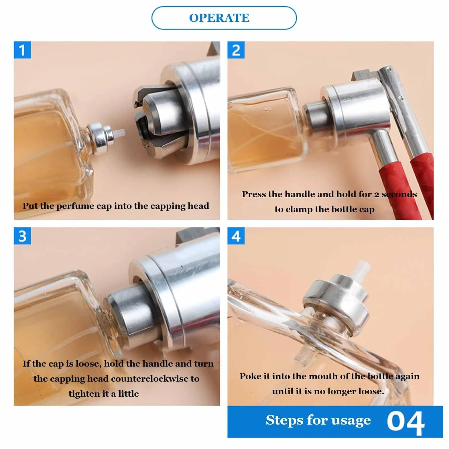 Crimpatrice manuale per fiale 13-20mm, sigillatrice per flaconi spray profumi con impugnatura antiscivolo