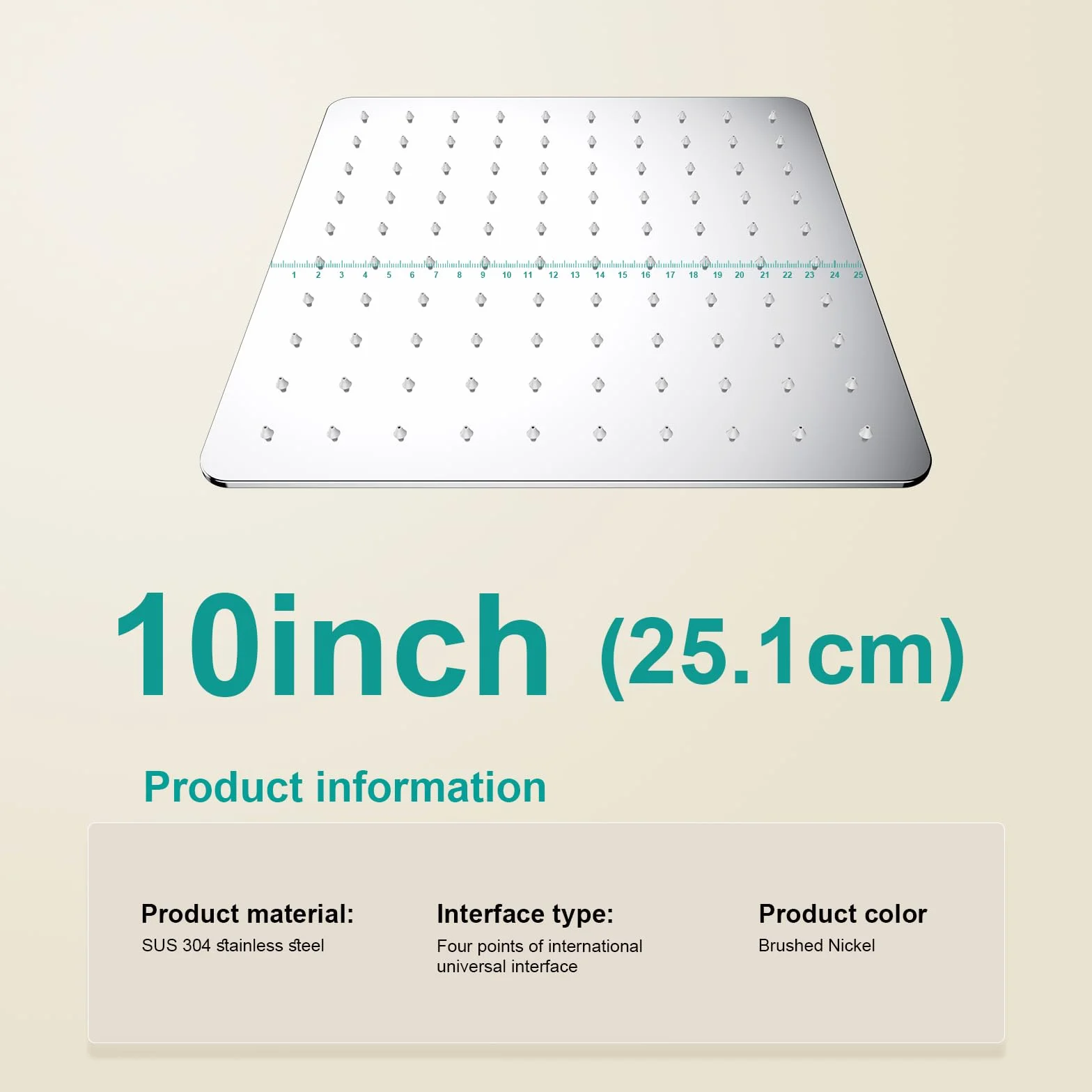 Soffione Doccia a Pioggia in Acciaio Inox 304 25 cm Cromo
