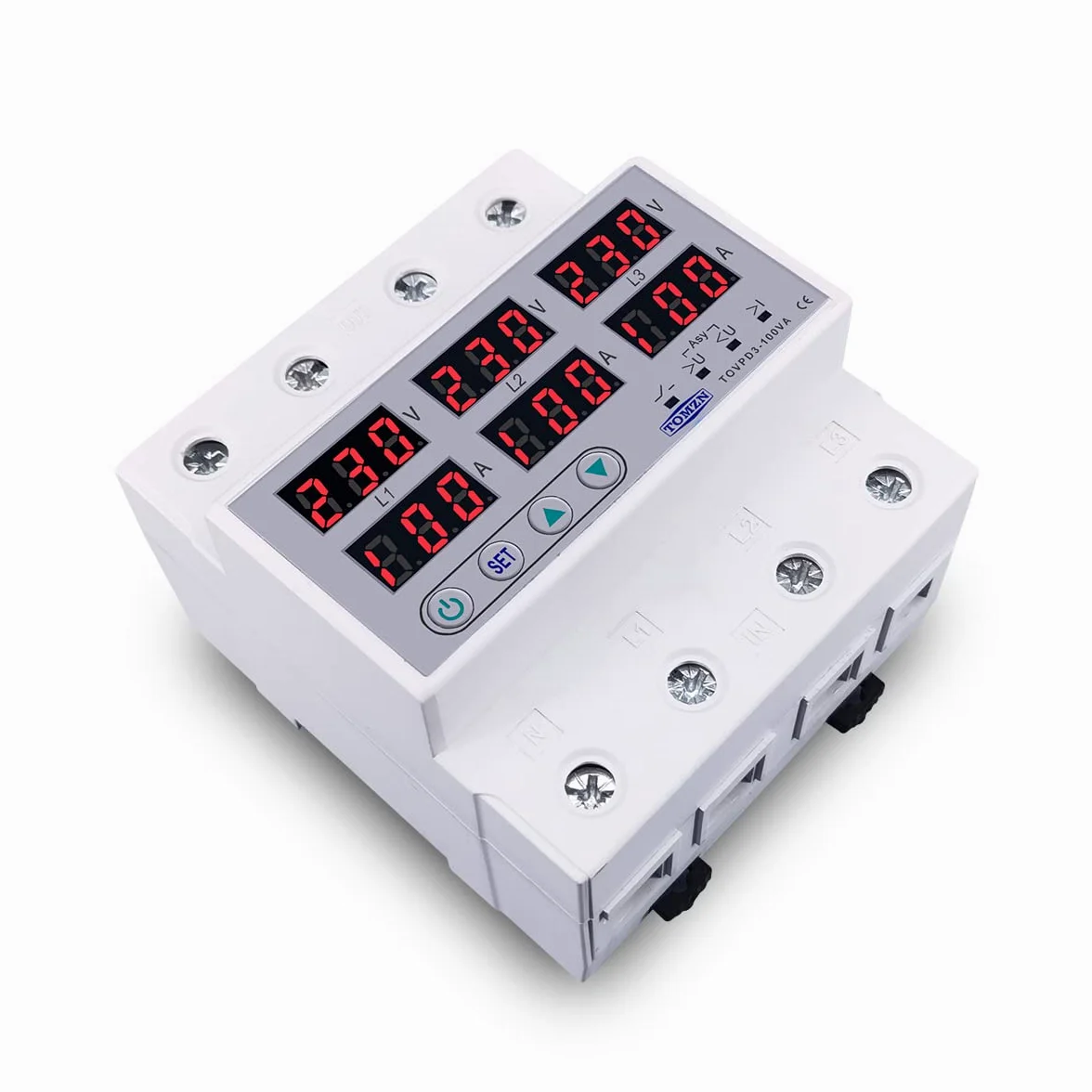Interruttore Magnetotermico Differenziale Relè di tensione a 3 fasi DIN 380V VoltMeter Ammeter oltre e sotto Monitor Protezione Regolare la sovratensione corrente(63A)