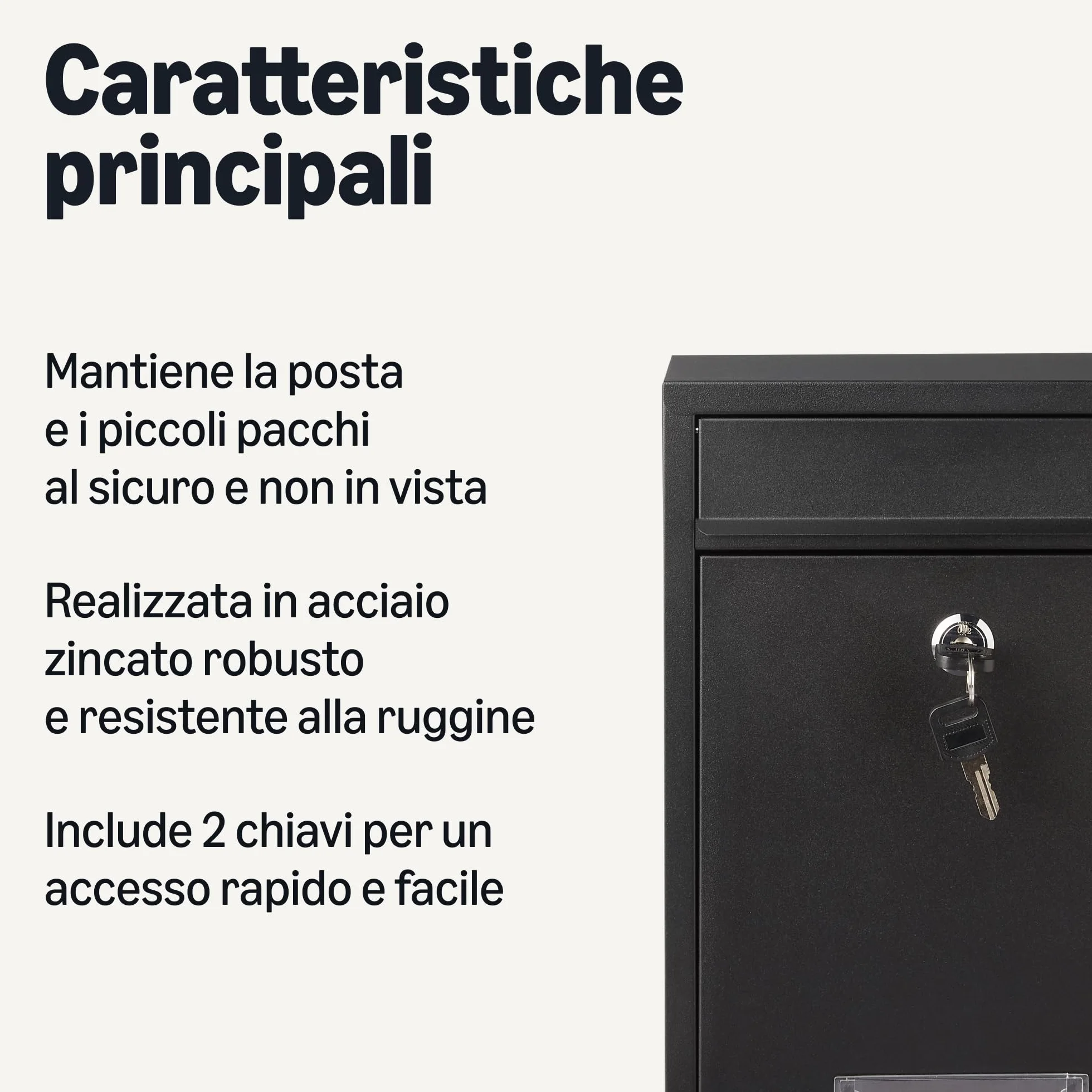 Amazon Basics Cassetta postale a parete acciaio zincato 32.5cm H x 21.5cm W x 9.0cm D nero