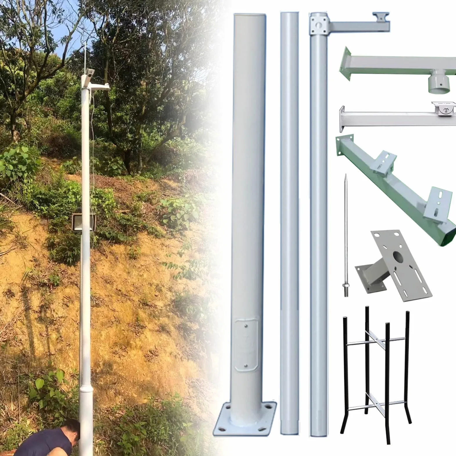 Palo per telecamera di sicurezza regolabile e bracci di montaggio per telecamere a cupola, PTZ e CCTV, ideale per sorveglianza industriale, commerciale e domestica