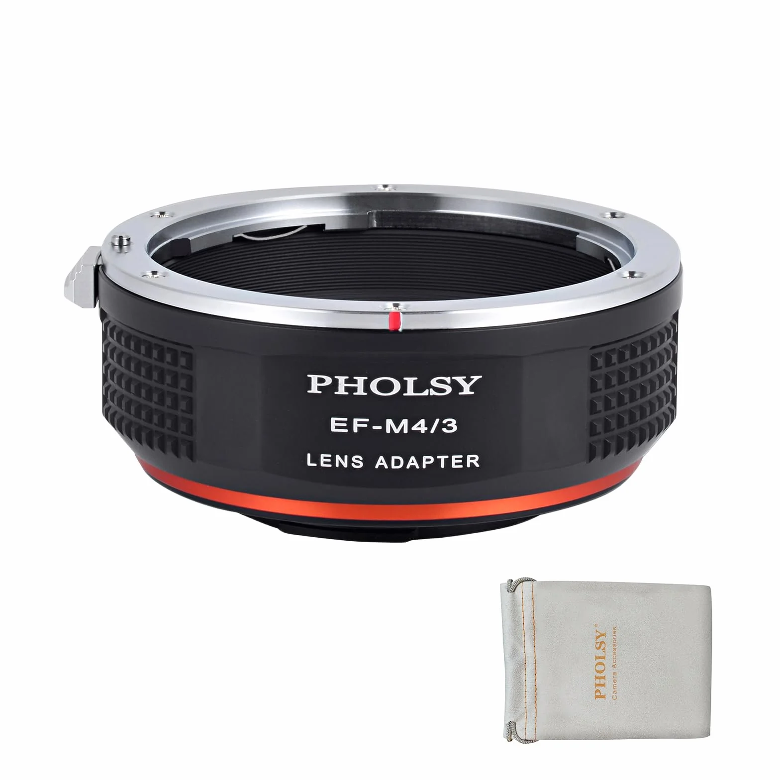 PHOLSY Adattatore di Lente EF-MFT Messa a Fuoco Manuale Compatibile con Obiettivo Canon EOS EF EF-S su Micro Four Thirds M4/3 (MFT Micro 4/3) Corpo Fotocamera Compatibile con Olympus Panasonic Lumix