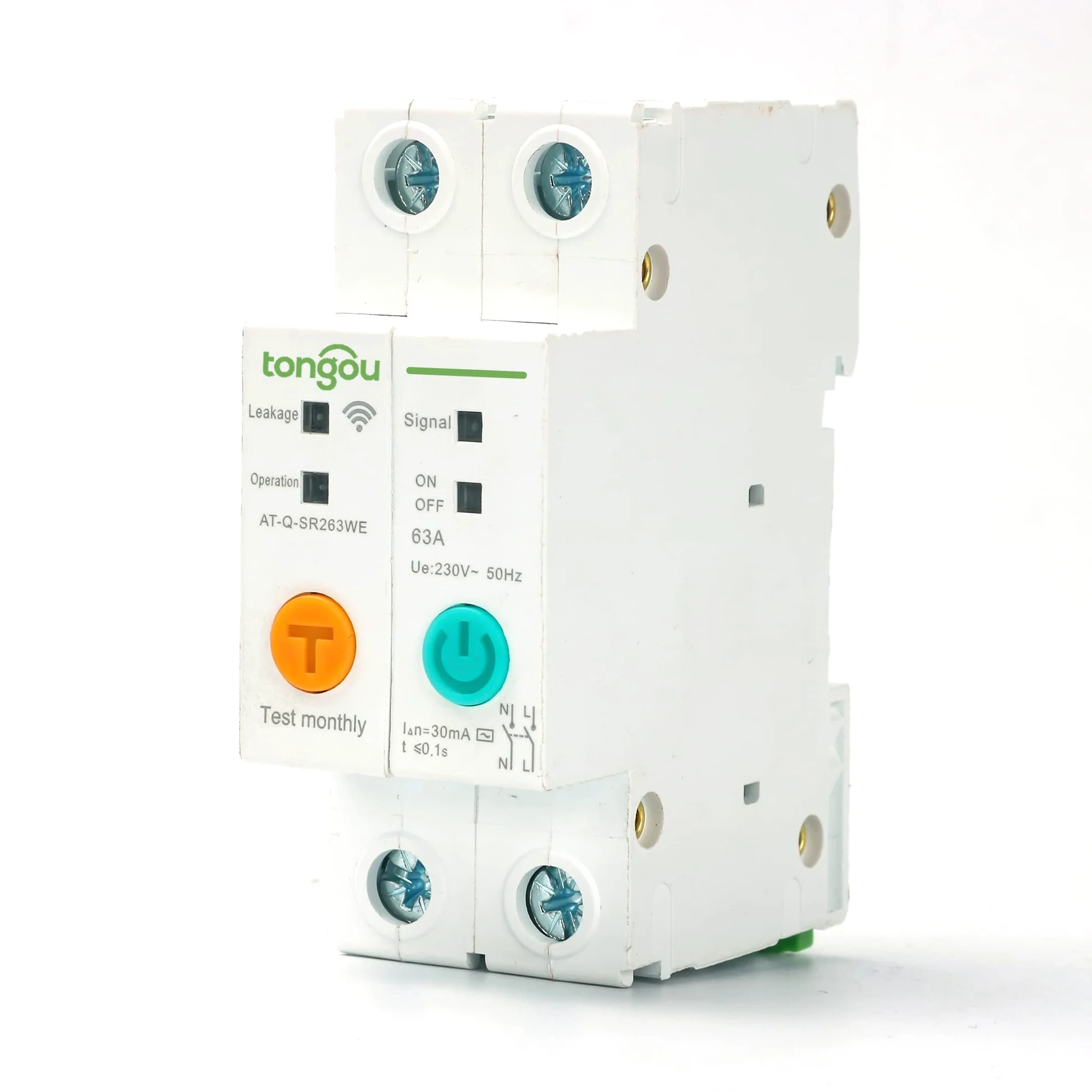 Interruttore Magnetotermico Differenziale Interruttore intelligente for interruttore automatico su guida DIN 2P 63A da Smart Home con protezione dalle perdite(16A)