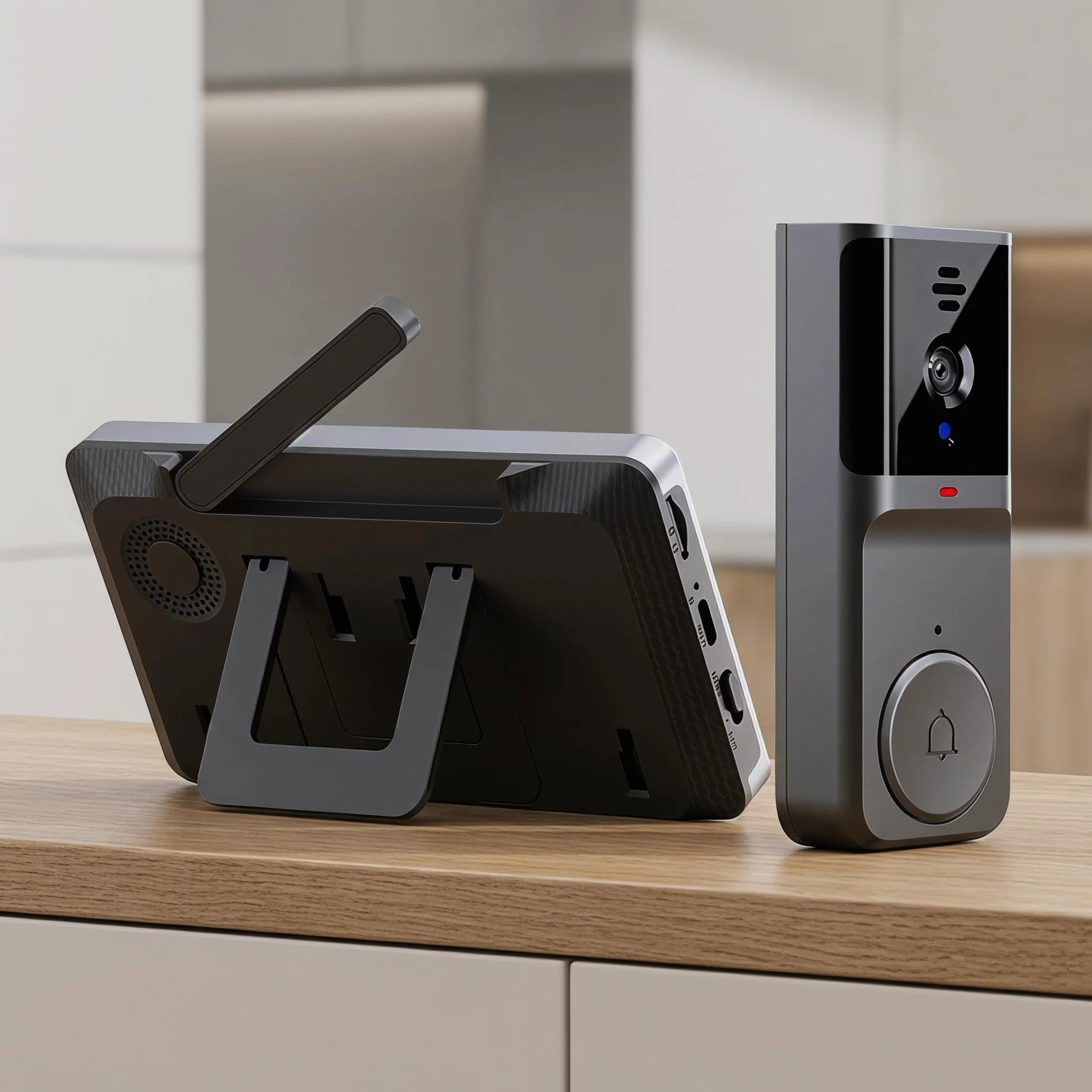 Visualizzazione video ottenuta con campanello con telecamera Wi-Fi | dotato di citofono bidirezionale e opzioni di ricarica USB. Campanello wireless per spioncino con telecamera per porta di