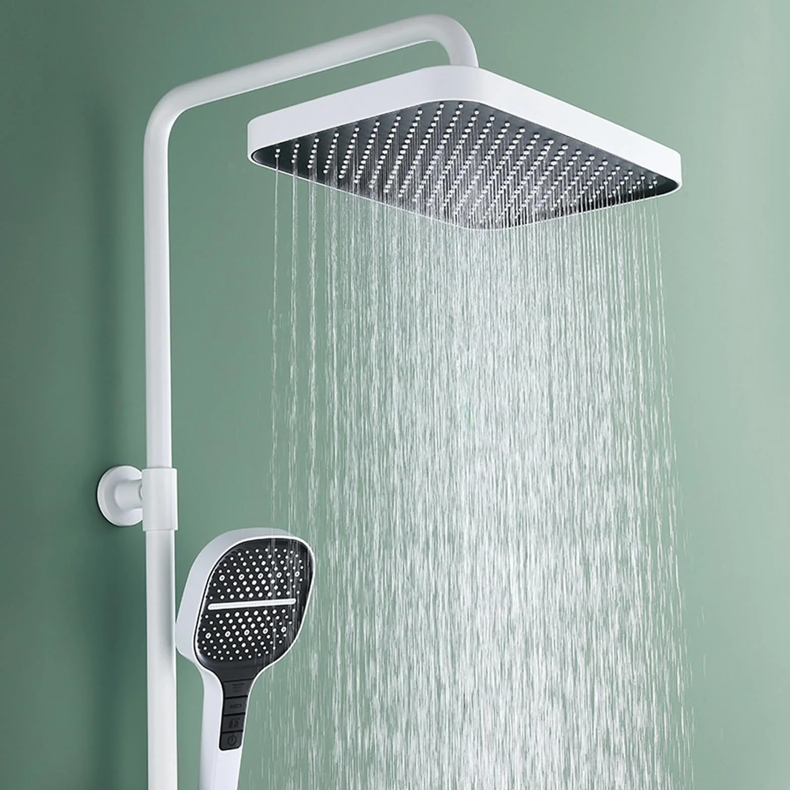 Set di rubinetti per Sistema Doccia con Display Digitale, luci ambientali, soffione a Pioggia, doccetta a 3 modalità, spruzzatore per Bidet a 2 funzioni, beccuccio per Vasca a casc
