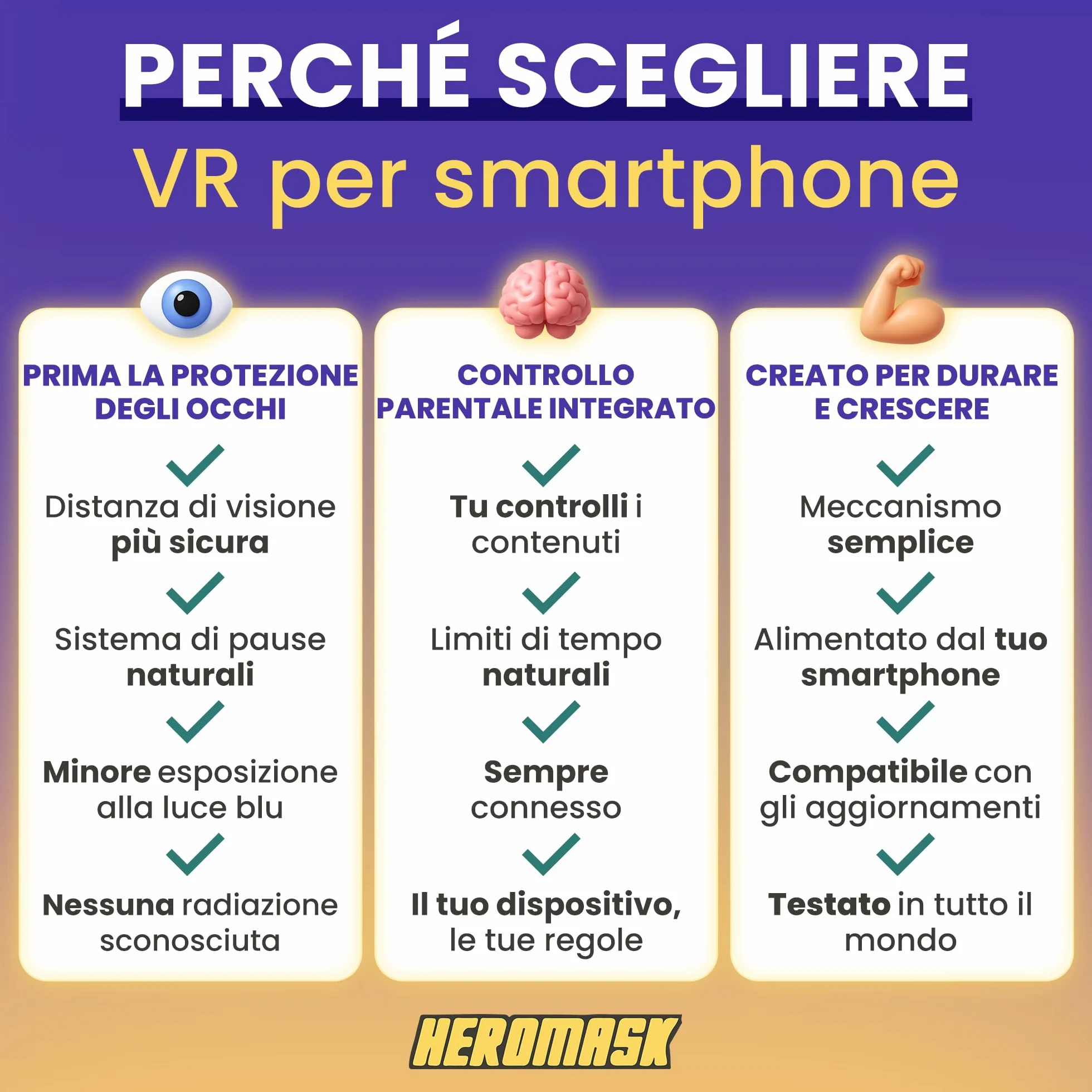 Visore Realtà Virtuale Bambini 5-12 + Giochi Matematica Heromask — Regalo educativo che trasforma la matematica in gioco: guardali sorridere mentre fanno tabelline e calcoli in VR 3D
