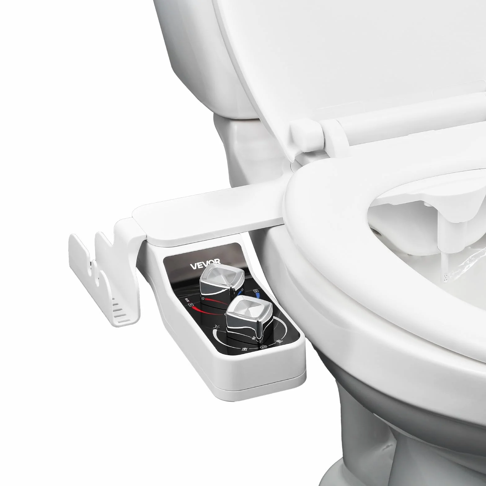VEVOR Attacco per WC Bidet da 7 mm Ultrasottile con 2 Ugelli Retrattili Acqua Fredda Calda Pressione Regolabile