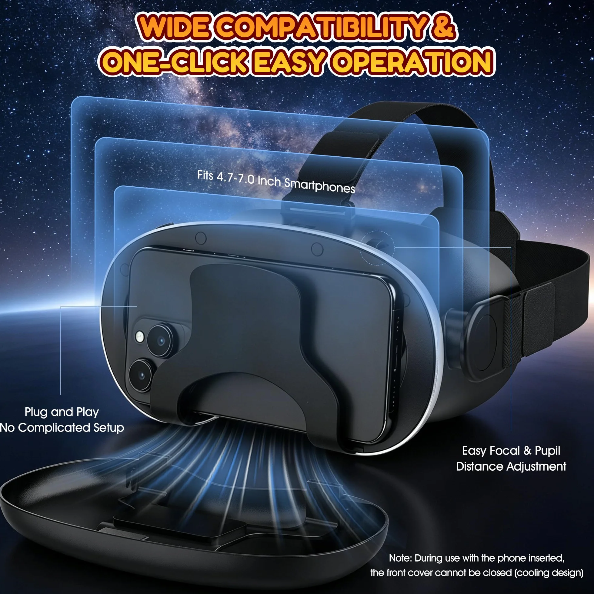XWP Visore VR, Occhiali Per Realtà Virtuale 3D Per Smartphone, Compatibile Con iPhone & Android (4.7–7.0"), Con Lenti HD, Per Apprendimento, Giochi E Film, Regalo Di Compleanno Per Bambini E Famiglia