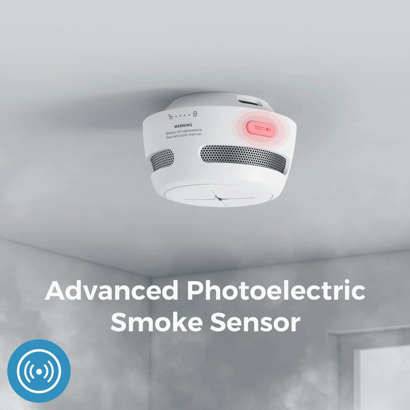 AEGISLINK Mini rilevatore di fumo fotoelettrico, batteria di una durata di vita di 10 anni, pulsante test/silenzio, conforme allo standard 14604, S500, confezione da 3