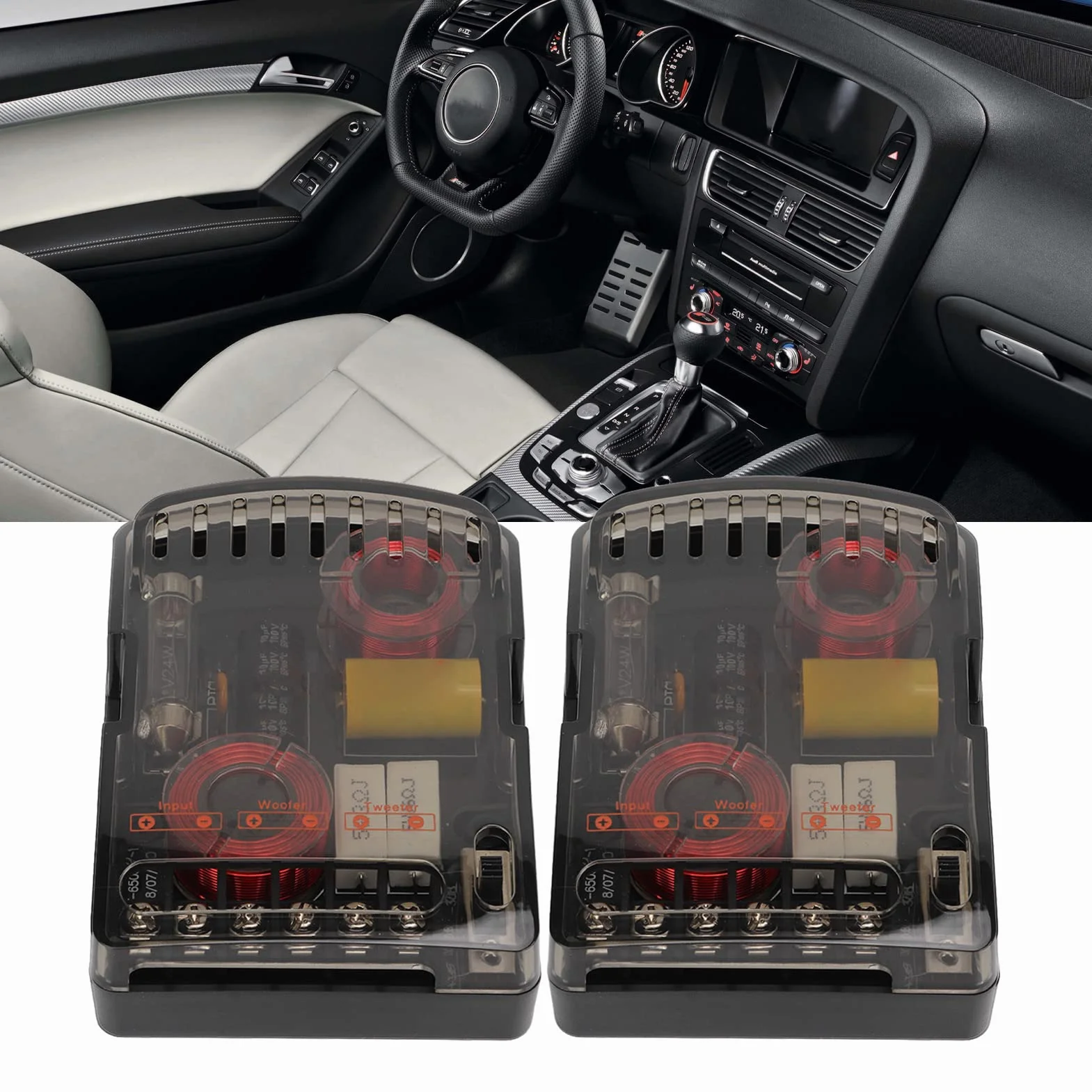 Car Audio Crossover, 2 Pezzi Car Audio Crossover 160W Divisore di Frequenza Universale per Altoparlanti Ad Alte Prestazioni 12V