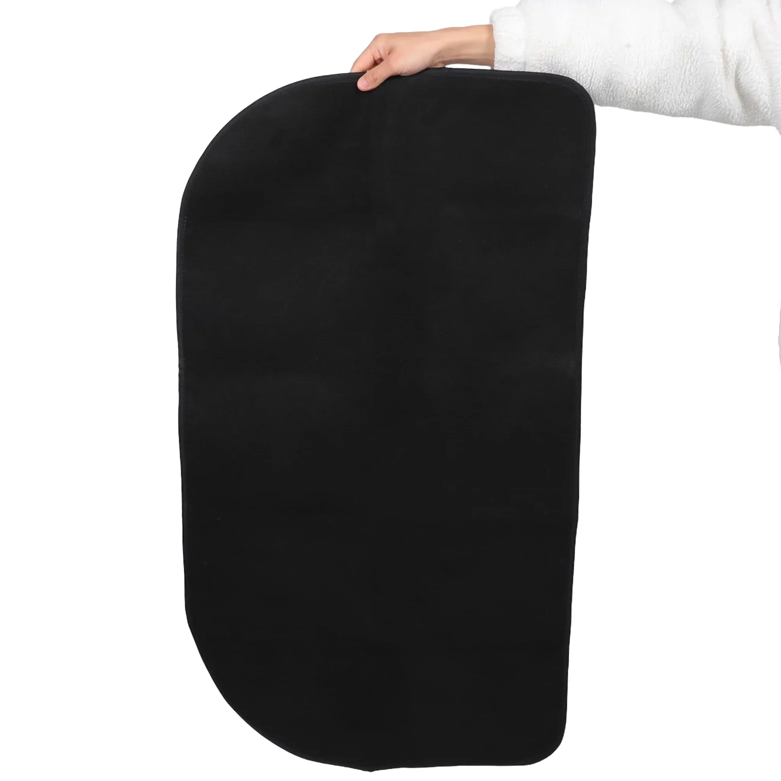 HOMSFOU Tappeto Focolare Ignifugo Mezza Forma in Poliestere e Pvc Nero, Resistente al Fuoco e All'usura, per Interni ed Esterni, Protezione Sicura del Pavimento