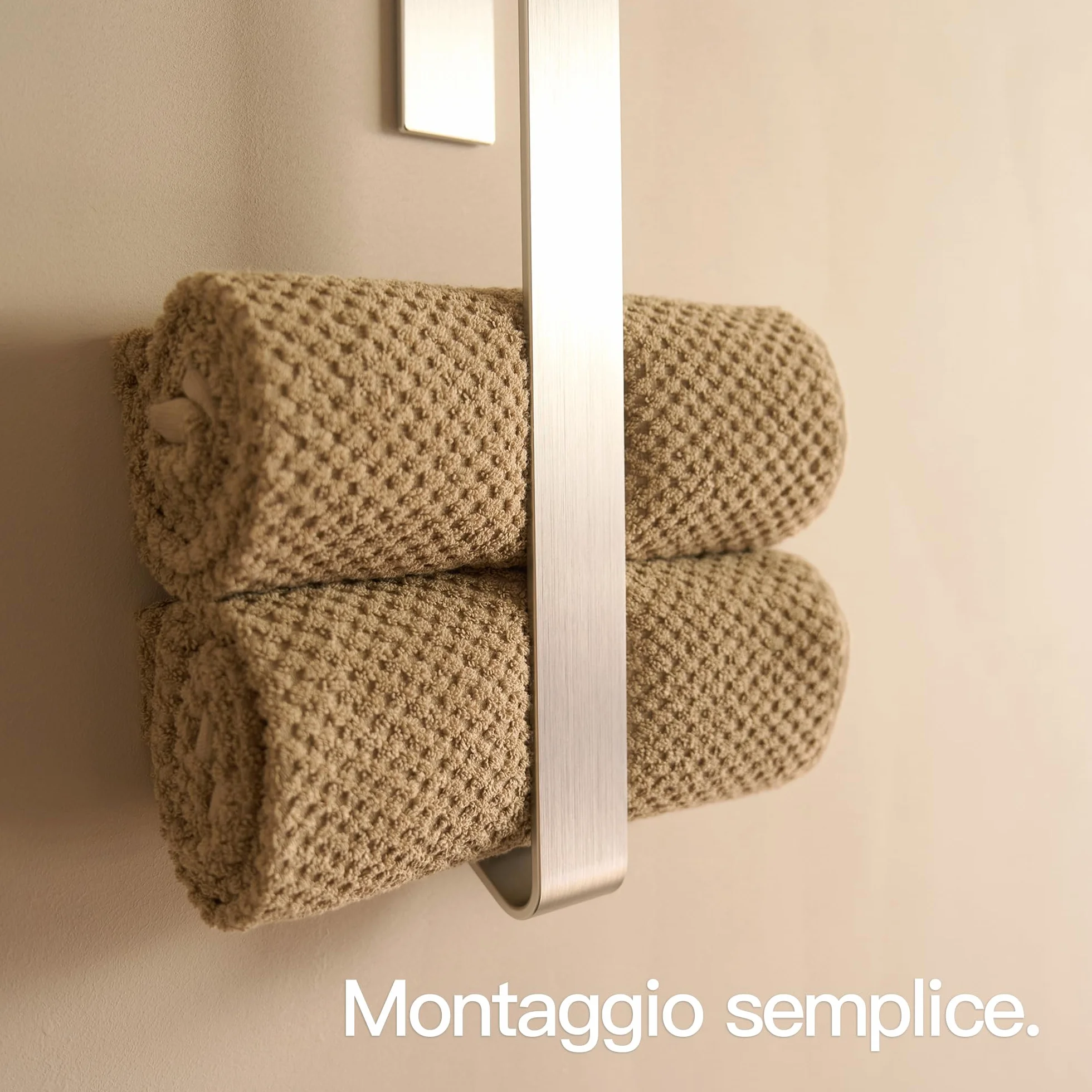 Designfabrik Porta asciugamani adesivo senza forare bagno moderno grigio argento