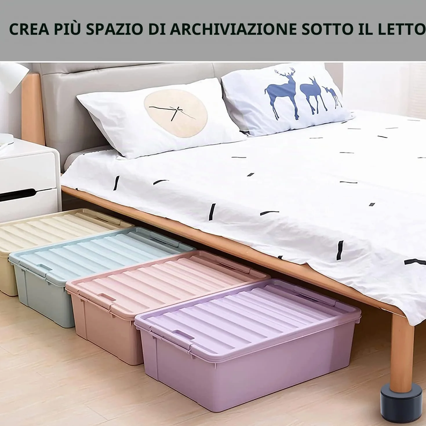 Rialzi per Mobili da 38 mm Autoadesivi, Alzata Riser per Letto 1,5" Piedini in Acciaio 2,4" 4 PZ
