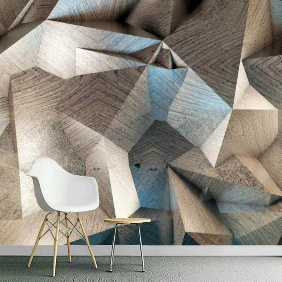 Moderno 3D Stile Industriale Geometrico Grigio Carta Da Parati Adesivi Murali Stick E Peel Carta Da Parati Rimovibile Murale Per Soggiorno Ufficio Ristorante Dell' 350 (larghezza) x 256 (altezza) cm