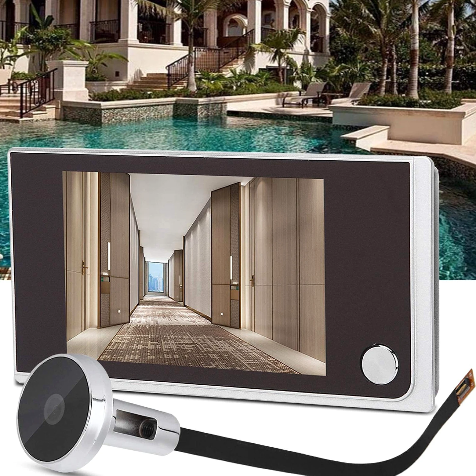 Visore digitale per porta LCD 3,5 ", visore per spioncino 120 gradi Monitoraggio visivo fotografico Videocamera elettronica a occhi di gatto (monitoraggio 24 ore)