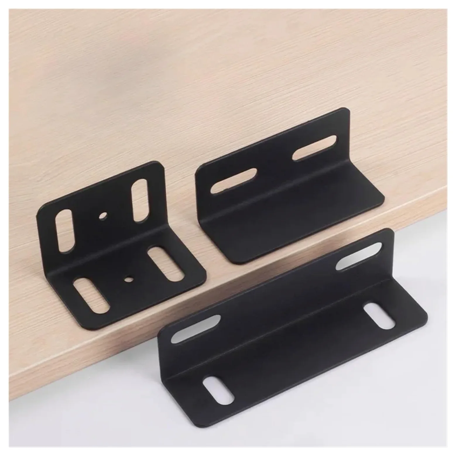 Staffe angolari regolabili a forma di L da 4 pezzi nere for mobili Adatto per il fissaggio e il supporto(4PC 80-150 T-hole)