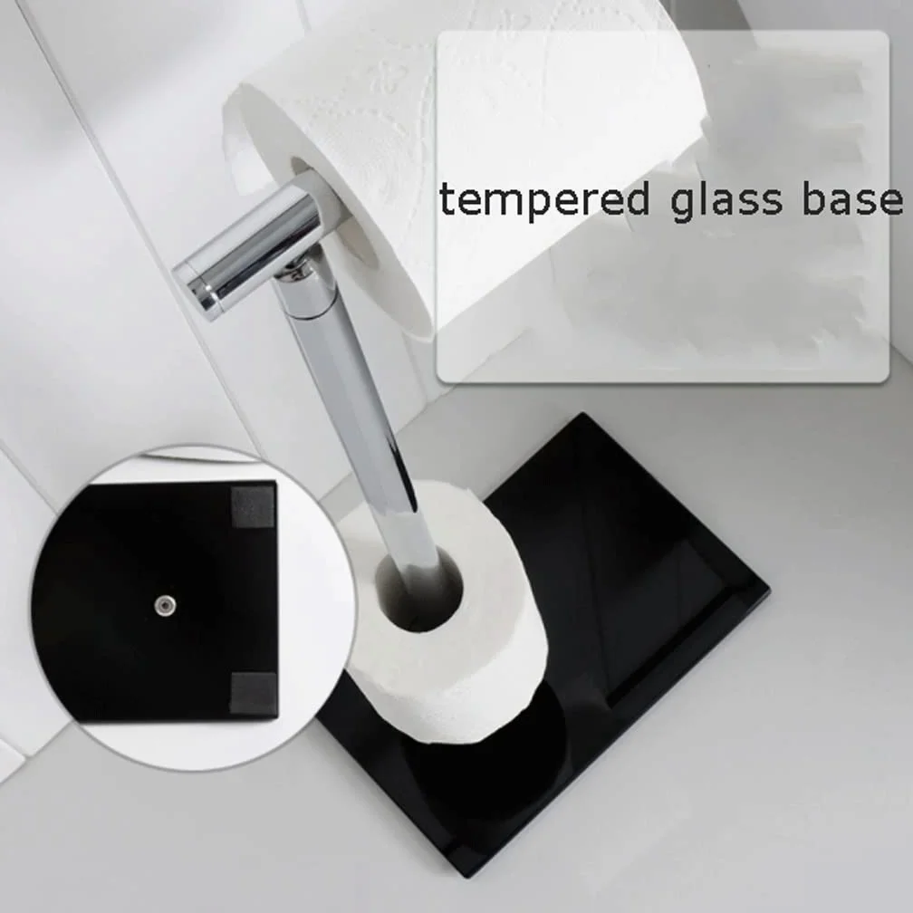 Porta Carta igienica Porta Tessuto da Terra Pieno in Rame del Rame Pieno del Rame del Rame del Rame del Rame di Alto Valore con Il Supporto del Vetro temperato for Il Bagno Design Elegante