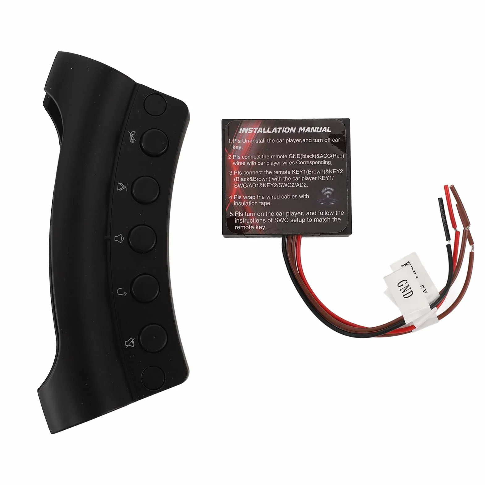 Telecomando Al Volante, Pulsanti Sul Volante di Controllo Wireless 10 Tasti Controller per Lettore DVD GPS per Autoradio Universale Multifunzionale