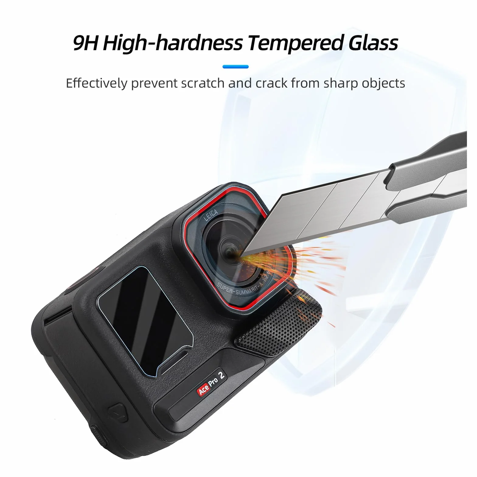 Pellicola protettiva per display Ace Pro 2-2 Pack per obiettivo e protezione schermo per Ace Pro 2 accessori, vetro temperato 9H, durezza HD, antigraffio, vetro temperato