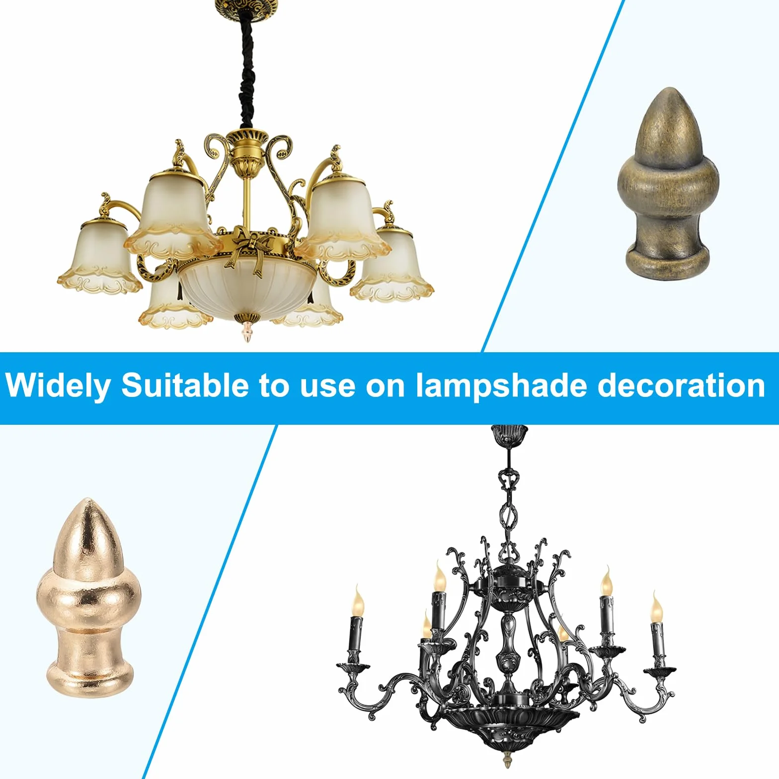 PATIKIL Pomelli Cappucci per Lampade 36 x 20mm Ottone Bronzo 2 Set Solidi a Vite