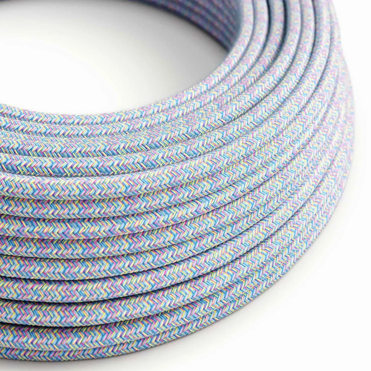 Creative-Cables L'originale cavo elettrico rivestito in tessuto 2 x 0,75 mm² (50 m, Lollipop RX09) – Rotondo, effetto seta – Sicurezza certificata, made in Italy