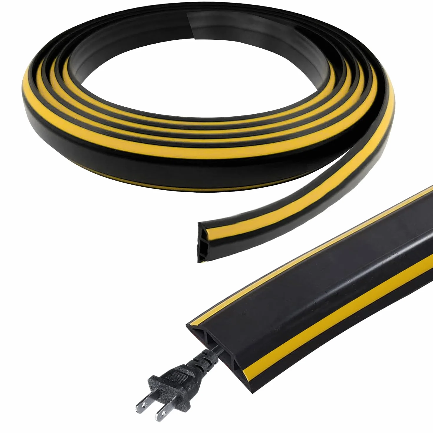 Canalina Passacavi Pavimento 300 cm, Calpestabile Esterno Adesiva PVC Flessibile per Cavi Elettrici