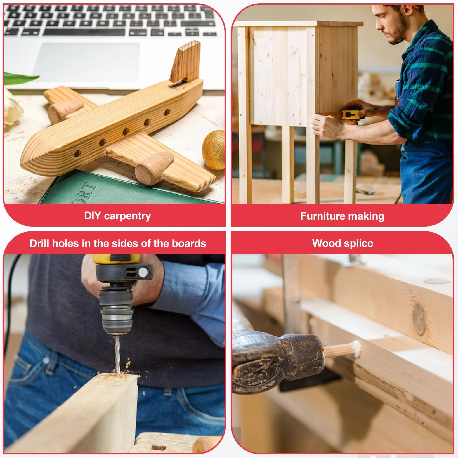 EFUTURETIME Posizionatore di Perforazione 6/8/10 mm Dima per Fori Legno Ausilio per Tasselli Verticali