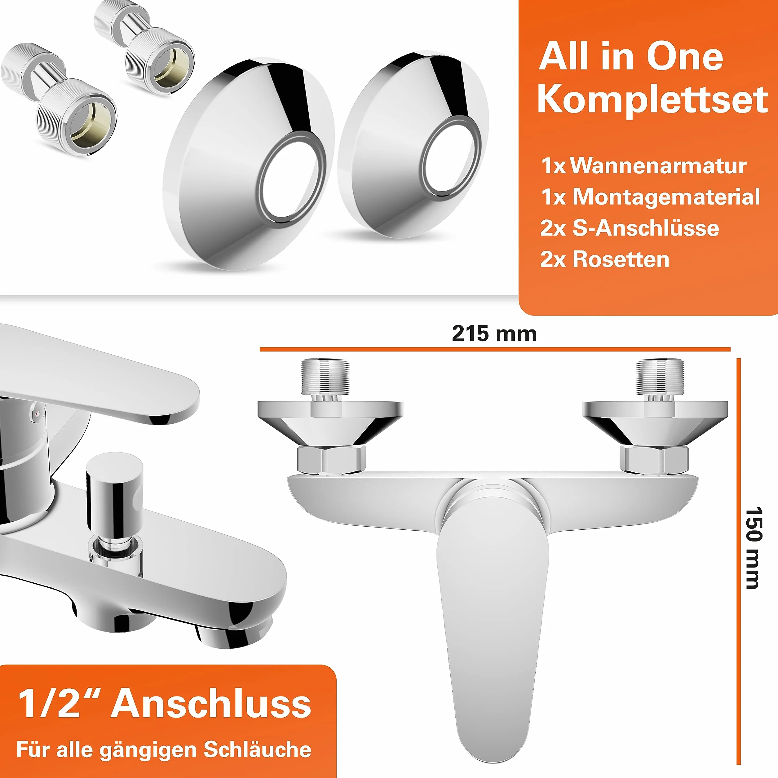 EISL Claudio NI023CALCR Miscelatore Vasca da Bagno con Doccetta Deviatore Monocomando Cromato