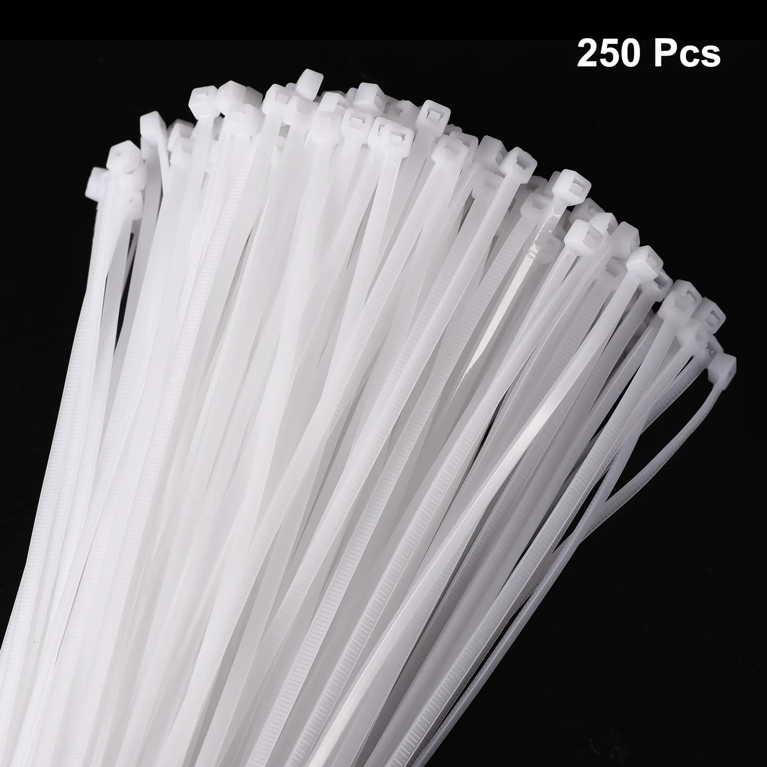 QUARKZMAN 250 Pezzi di Fascette Stringicavo in Nylon Extra Lunghezza da 500 Mm/20" e Resistenza di 49 Libbre 5mm per La Gestione Dei Cavi, Colore Bianco