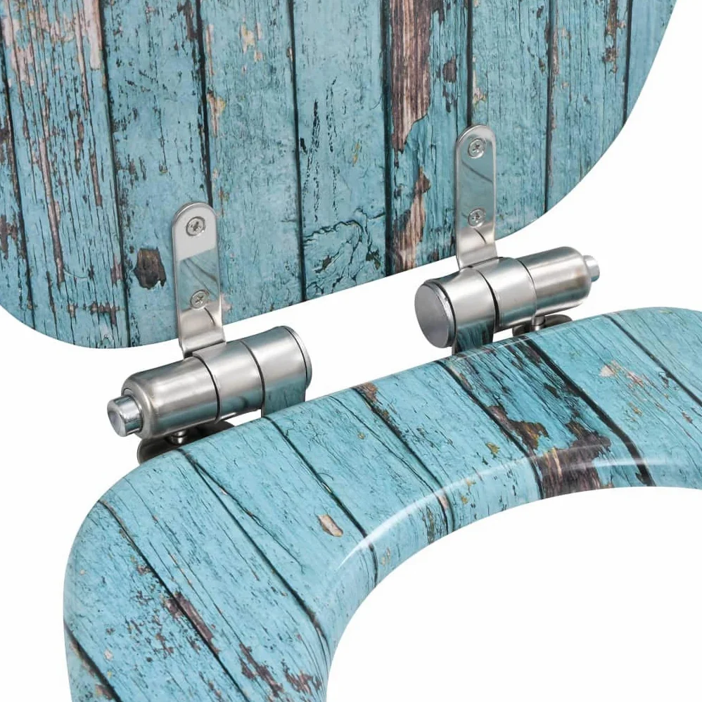 Tavoletta copriwater con abbassamento automatico, in MDF, design legno anticato, robuste cerniere in zinco cromato, larghezza regolabile 12-20 cm, adatto per comuni