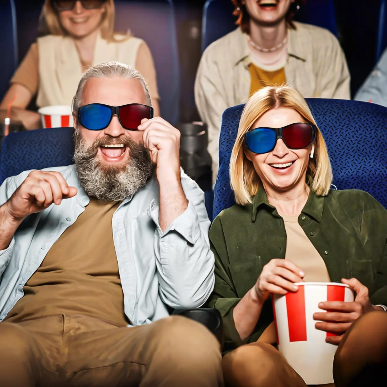 DOITOOL Occhiali 3D Anaglifi Rossi E Blu Per Film a Casa E Cinema Set Da 5 Pezzi in Plastica Leggera Confortevoli E Compatibili Con Proiettori 3D Per Esperienza Visiva Immersiva