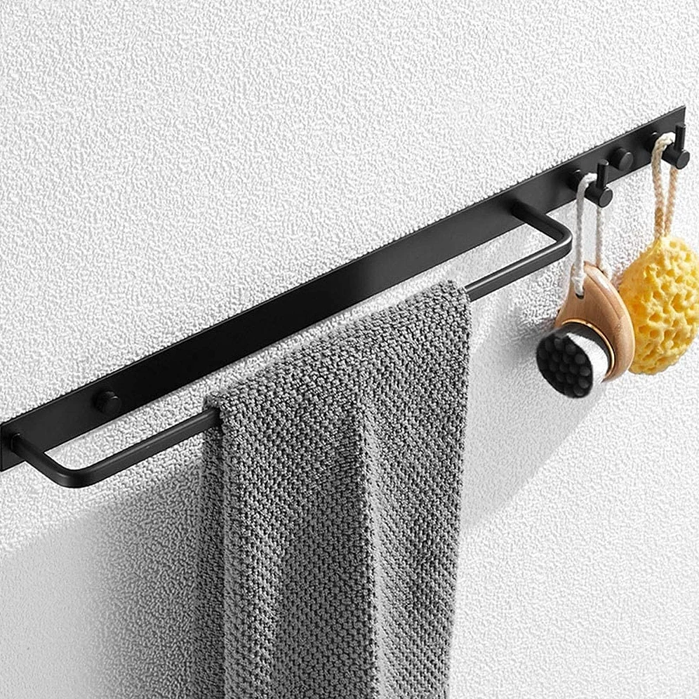 Portasciugamani a parete in acciaio inox con 2 ganci (blu: monocolore)