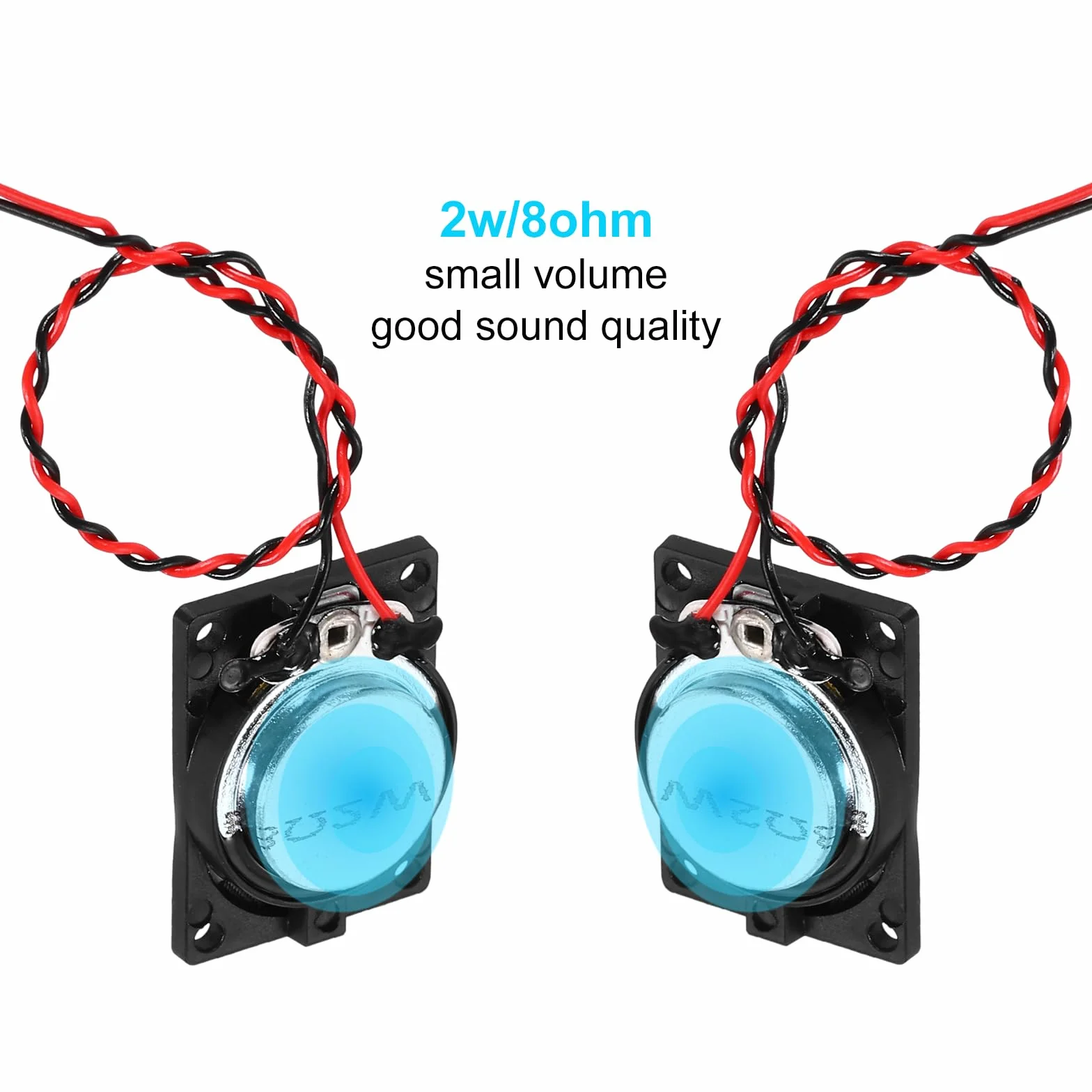 QUARKZMAN 2Pz 2W 8 Ohm Quadrato Mini Altoparlante-Guscio Metallico Interno Micro Magnete Speaker con Filo da 120mm Cavo Terminale Per Piccoli Altoparlanti-DVD EVD Multimediale Mobile Radio